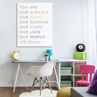 Stupell Home Decor Our Miracle Family Child Phrases Canvas Wall Art