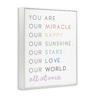 Girls Boys Stupell Home Decor Our Miracle Family Child Phrases Canvas Wall Art