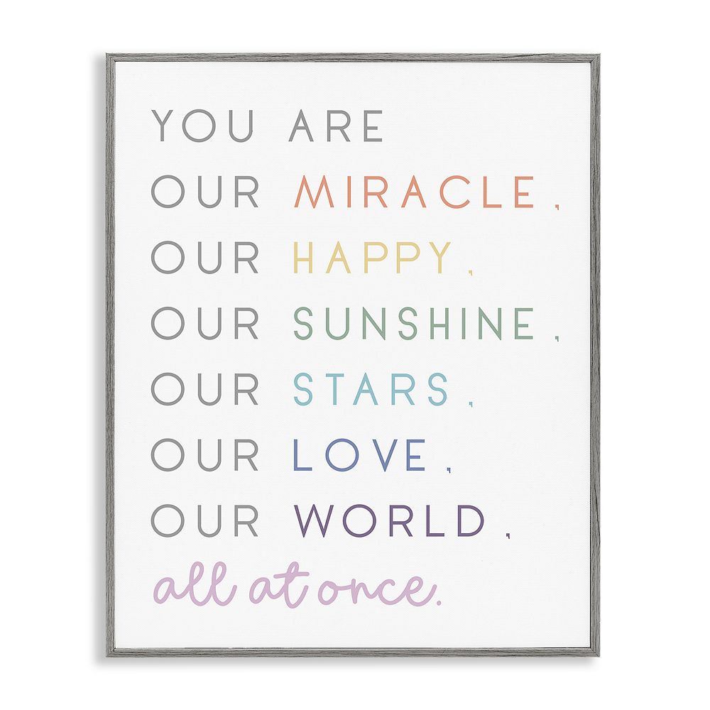 Stupell Home Decor Our Miracle Family Child Phrases Framed Wall Art