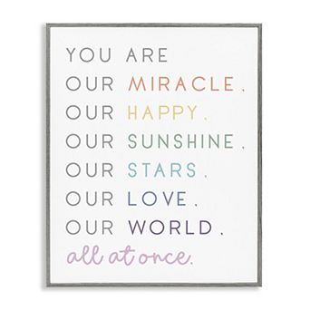 Stupell Home Decor Our Miracle Family Child Phrases Framed Wall Art