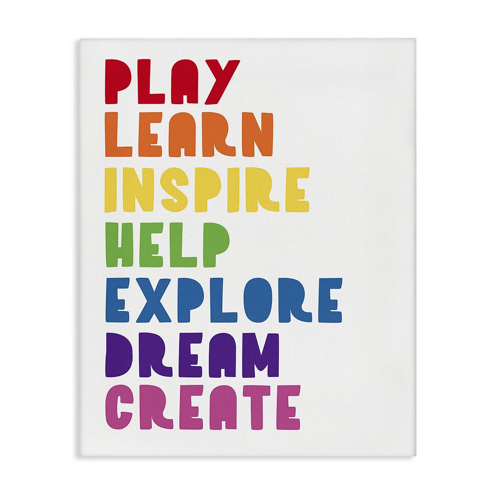Stupell Home Decor Kids List Rainbow Text Canvas Wall Art