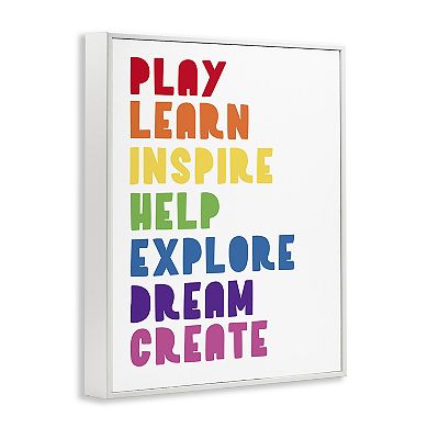 Stupell Home Decor Kids List Rainbow Text Framed Wall Art