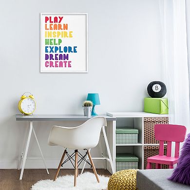 Stupell Home Decor Kids List Rainbow Text Framed Wall Art