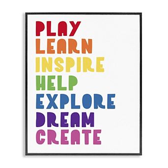 Stupell Home Decor Kids List Rainbow Text Framed Wall Art