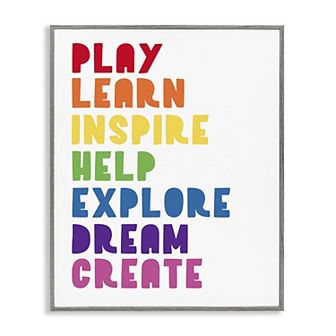 Stupell Home Decor Kids List Rainbow Text Framed Wall Art