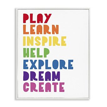 Stupell Home Decor Kids List Rainbow Text Framed Wall Art