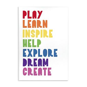 Stupell Home Decor Kids List Rainbow Text Wood Wall Art