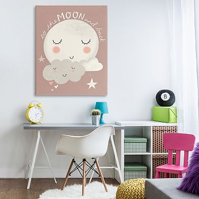 Stupell Home Decor Moon and Back Phrase Cloud Canvas Wall Art