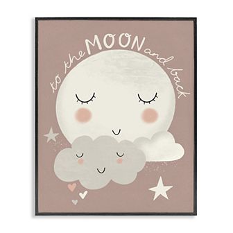 Stupell Home Decor Moon and Back Phrase Cloud Framed Wall Art