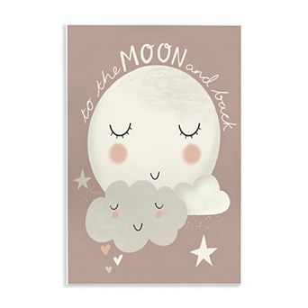 Stupell Home Decor Moon and Back Phrase Cloud Wood Wall Art