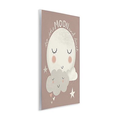 Stupell Home Decor Moon and Back Phrase Cloud Wood Wall Art
