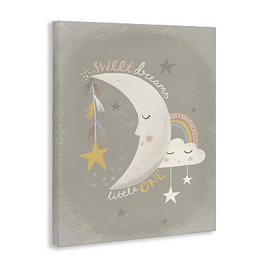 Stupell Home Decor Sweet Dreams Sentiment Crescent Moon Canvas Wall Art