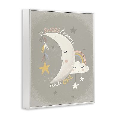 Stupell Home Decor Sweet Dreams Sentiment Crescent Moon Framed Wall Art