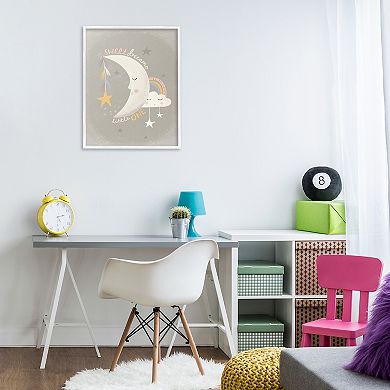 Stupell Home Decor Sweet Dreams Sentiment Crescent Moon Framed Wall Art
