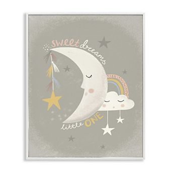 Stupell Home Decor Sweet Dreams Sentiment Crescent Moon Framed Wall Art