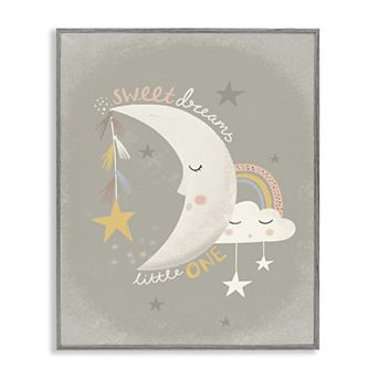 Stupell Home Decor Sweet Dreams Sentiment Crescent Moon Framed Wall Art