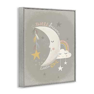 Stupell Home Decor Sweet Dreams Sentiment Crescent Moon Framed Wall Art