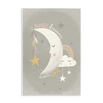 Stupell Home Decor Sweet Dreams Sentiment Crescent Moon Plaque Wall Art