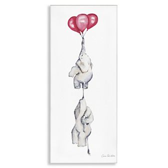 Stupell Home Decor Kids Elephants Flying with Balloons Canvas Wall Art