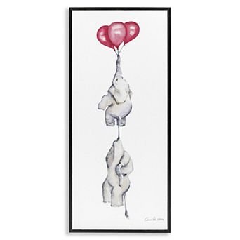 Stupell Home Decor Kids Elephants Flying with Balloons Framed Wall Art