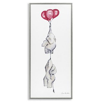Stupell Home Decor Kids Elephants Flying with Balloons Framed Wall Art