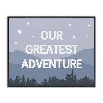 Stupell Home Decor Greatest Adventure Mountain Forest Phrase Framed Wall Art