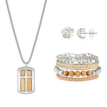 American Exchange Men's Necklace, Bracelet, Earring Set