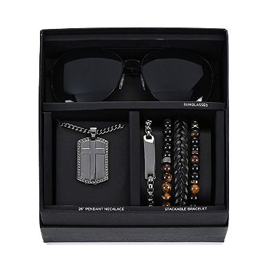 American Exchange Men's Sunglasses, Necklace & Bracelet Set