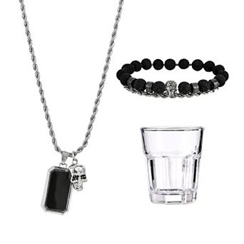 American Exchange Men's Shot Glass, Necklace & Bracelet Set