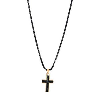 American Exchange Men's Gold & Black Tone Necklace, Bracelet & Earrings Set