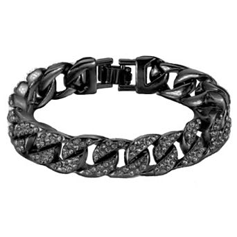 Men's American Exchange Gunmetal Tone Bling Cuban Chain Bracelet
