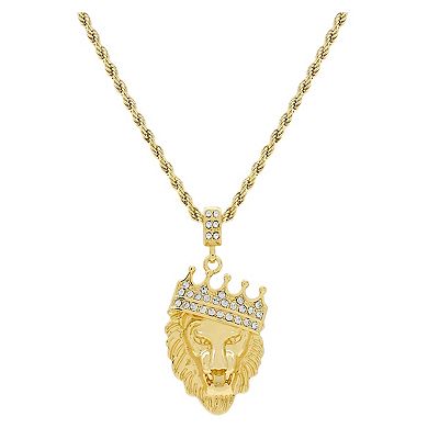 Men's American Exchange 18k Gold Over Stainless Steel Cubic Zirconia Lion Head Pendant Necklace