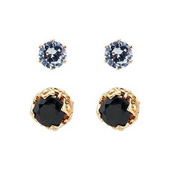 Men's American Exchange 2-Pair Gold Tone Cubic Zirconia Earrings Set