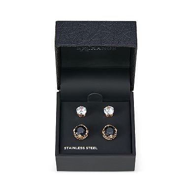 Men's American Exchange 2-Pair Gold Tone Stainless Steel Earrings Set