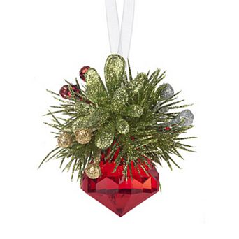 Kissing Krystals Teeny Mistletoe Jewel Christmas Ornament