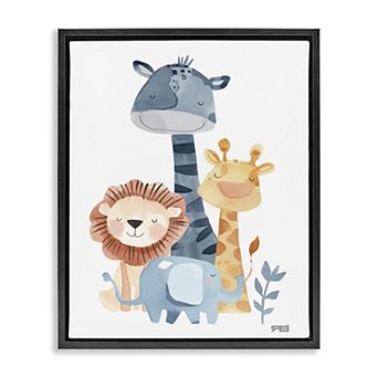 Stupell Home Decor Gentle Nursery Animals Framed Floating Canvas Wall Art