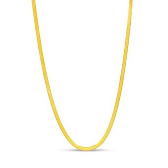 American Exchange 18K Gold Over Silver Herringbone Chain Necklace