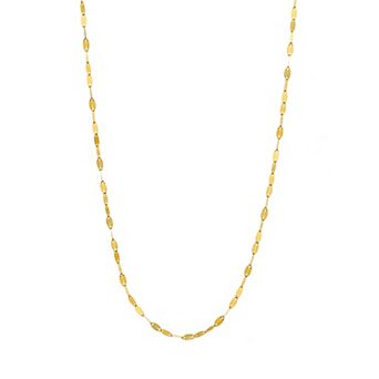 American Exchange 18K Gold Over Silver Flattened Forzatina Chain Necklace