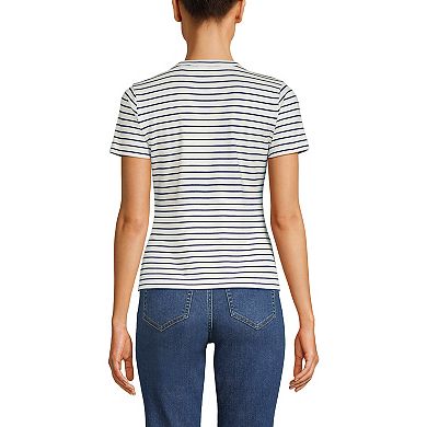 Women's Lands' End Drapey Rib Fitted Short Sleeve T-Shirt