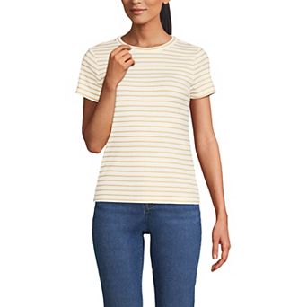 Women's Lands' End Drapey Rib Fitted Short Sleeve T-Shirt