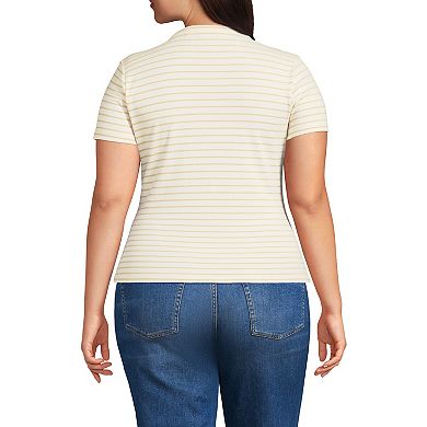 Plus Size Lands' End Drapey Rib Fitted Short Sleeve T-Shirt
