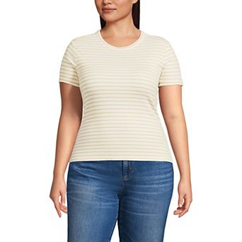 Plus Size Lands' End Drapey Rib Fitted Short Sleeve T-Shirt