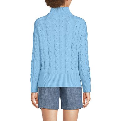 Women's Lands' End Drifter Cable Quarter Zip Sweater
