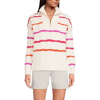 Women's Lands' End Drifter Cable Quarter Zip Sweater