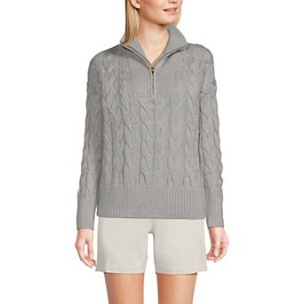 Women's Lands' End Drifter Cable Quarter Zip Sweater