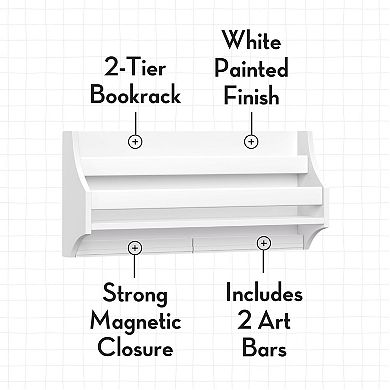 RiverRidge Home Wall Mount Floating Bookshelf with 2 Art Display Bars