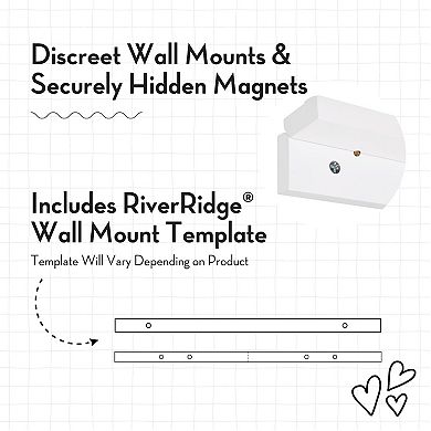 RiverRidge Home Wall Mount Floating Bookshelf with 2 Art Display Bars