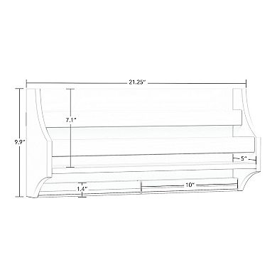 RiverRidge Home Wall Mount Floating Bookshelf with 2 Art Display Bars