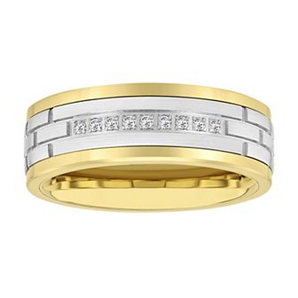 Steel Nation Men's Tungsten Gold Tone 1/10 Carat T.W. Diamond Ring
