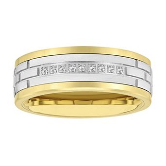 Steel Nation Men's Tungsten Gold Tone 1/10 Carat T.W. Diamond Ring